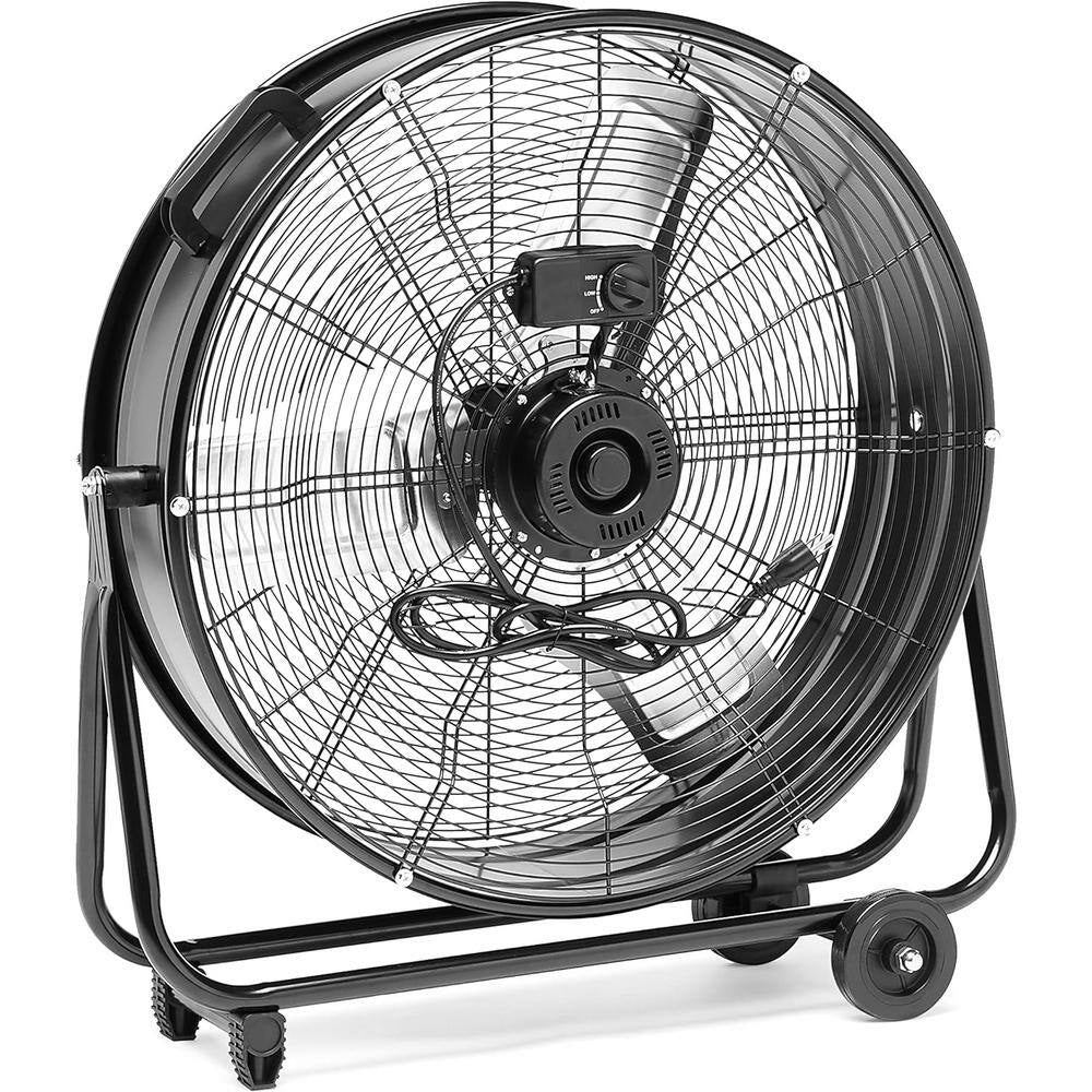 24 In. 2 Speed Rotating Drum Fan, Black