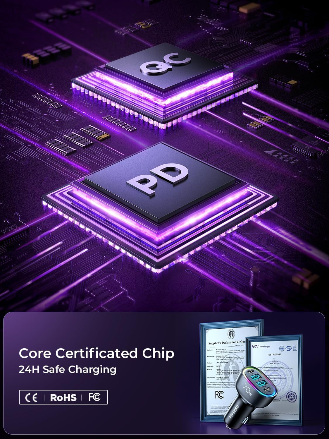 Car Charger USB C, 4 Port 70W Super Fast Charging for Iphone 17 Car Adapter, Dual PD 35W Type C & QC 3.0 USB a Multiport Car Cigarette Lighter Accessories for Iphone 16 15 14 13 12, Ipad, Galaxy S26