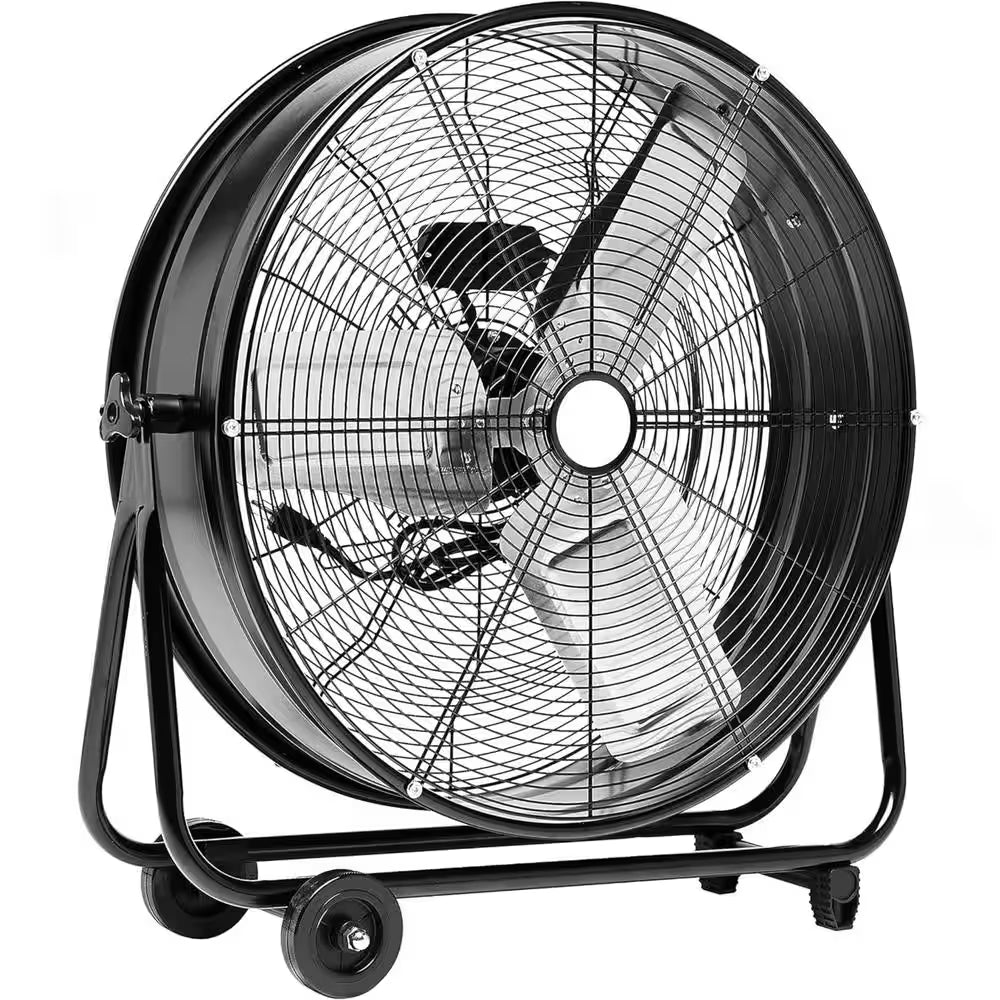 24 In. 2 Speed Rotating Drum Fan, Black