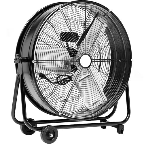 24 In. 2 Speed Rotating Drum Fan, Black