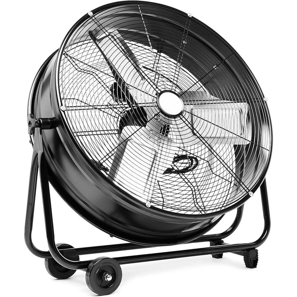 24 In. 2 Speed Rotating Drum Fan, Black